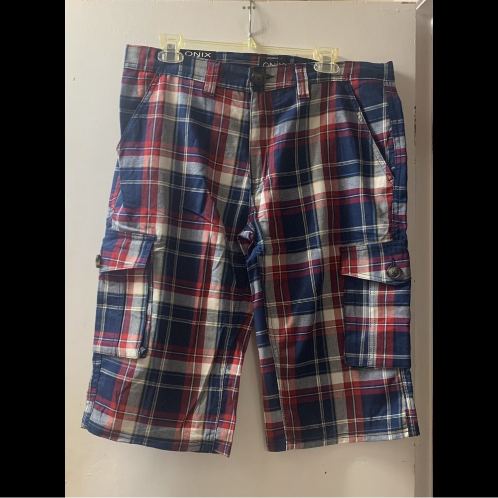 🌟 Onix Plaid Bermuda Cargo Shorts